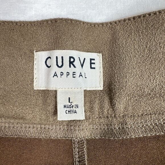 Curve Appeal Pants Womens Faux Leather Suede Large Brown Pull On Legging Stretch - Picture 7 of 11